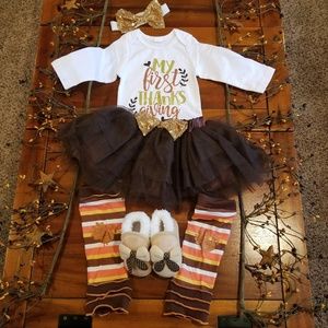 Infant "My First Thanksgiving" outfit with shoes